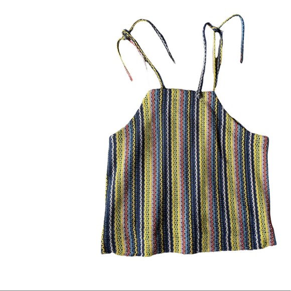 MADEWELL Rainbow Texture & Thread Crochet Stripe Tie Shoulder Tank - Picture 4 of 6